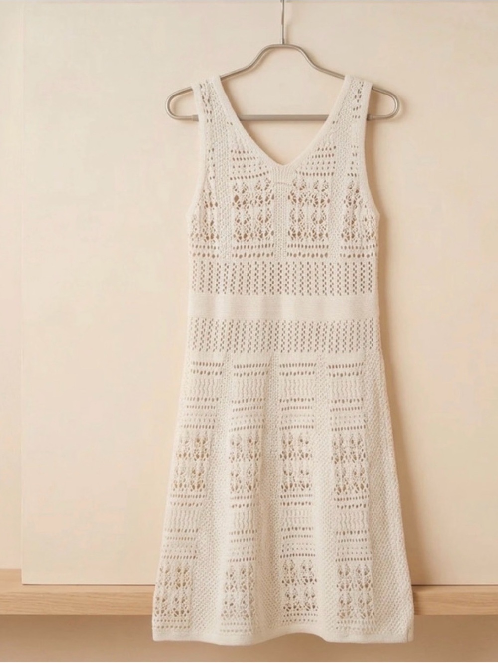 NWT Minnie Rose 100% Cotton Cream Crochet Midi Dress
